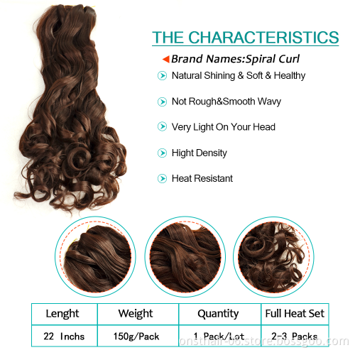 Spiral Curl Synthetic Hair Ombre Pre Stretched Crochet Braiding Hair 24inch Spiral For Women Extensions High Temperature Wire
